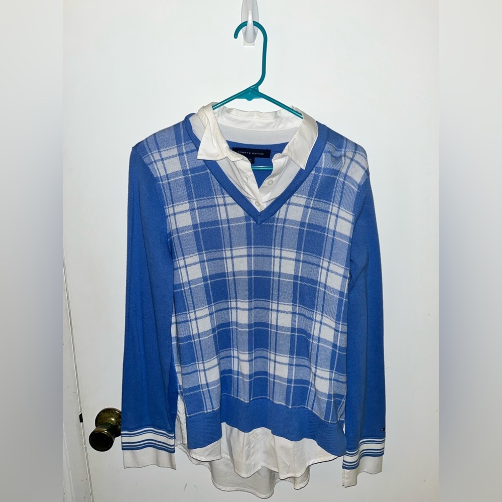 Tommy Hilfiger blue checkered pullover